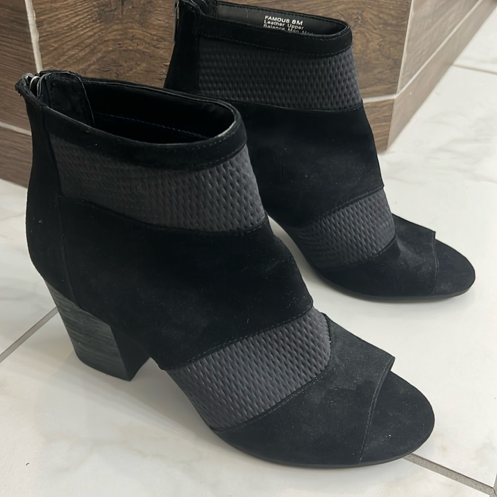 Reba Size 8 Black Booties With Open Toe - image 1